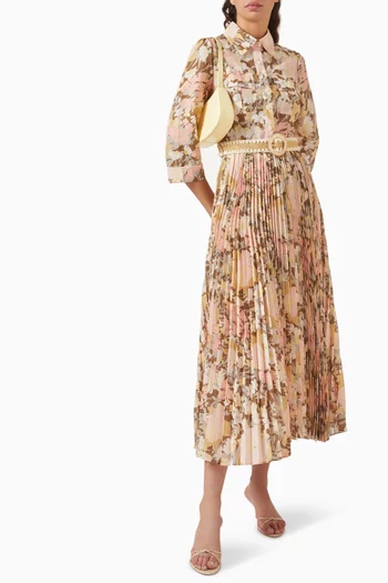 Pleated Shirt Midi Dress