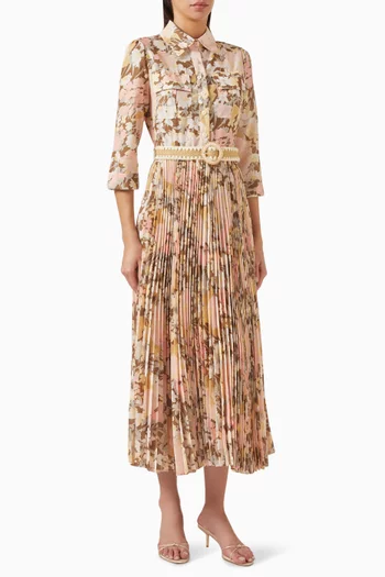 Pleated Shirt Midi Dress