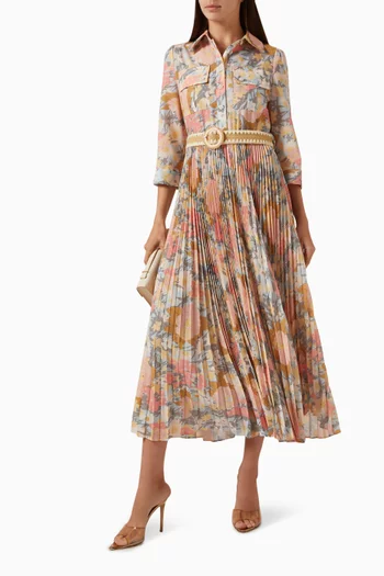 Pleated Shirt Midi Dress
