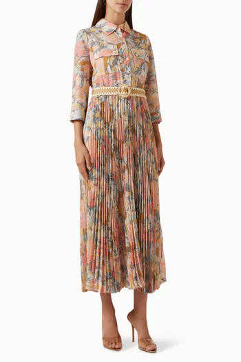 Pleated Shirt Midi Dress