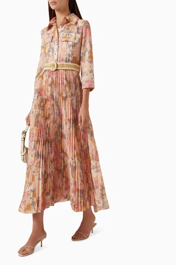 Pleated Shirt Midi Dress