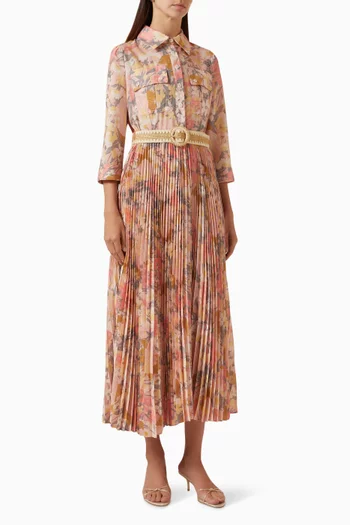 Pleated Shirt Midi Dress