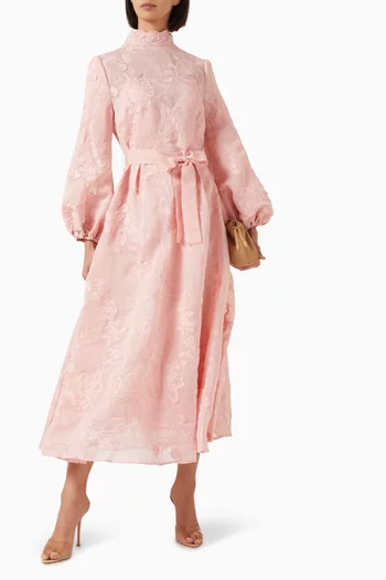 Floral Jacquard Midi Dress