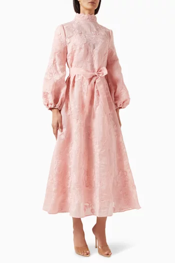 Floral Jacquard Midi Dress