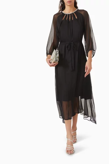 Embellished Neck Midi Dress