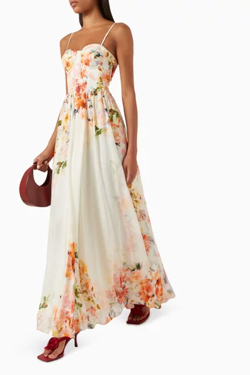 Saba Corseted Maxi Dress in Chiffon