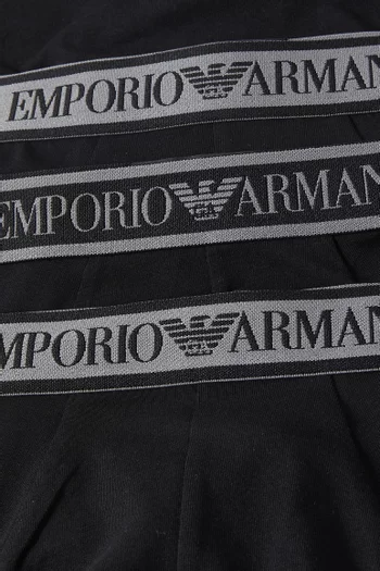 Monogram Logo Briefs in Stretch Cotton, Set of 3