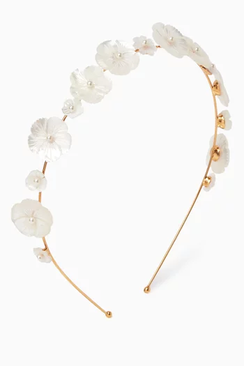 Jenna Pearl Headband in 18kt Gold-plated Brass