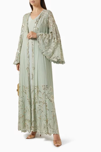 Sequin-embellished Jacket Set in Georgette