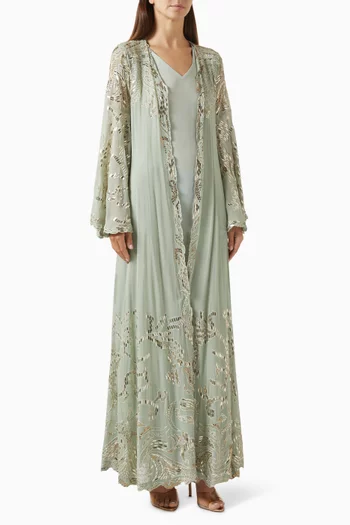 Sequin-embellished Jacket Set in Georgette