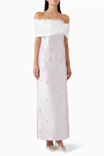 Off-shoulder Crystal-embellished Gown