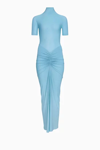 Draped Bodycon Maxi Dress in Jersey