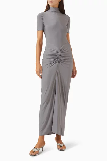 Draped Bodycon Maxi Dress in Jersey