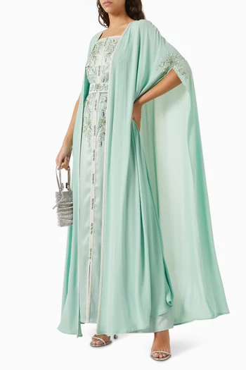 Bead-embellished Belted Kaftan & Dress
