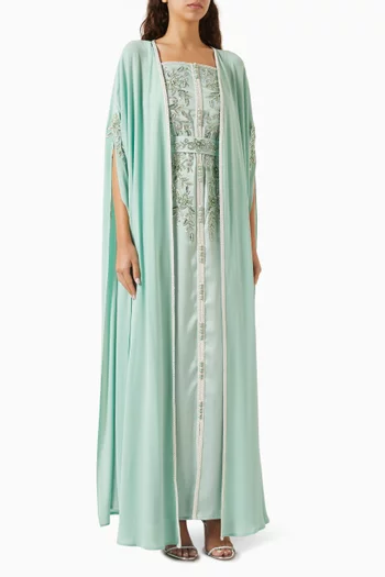 Bead-embellished Belted Kaftan & Dress