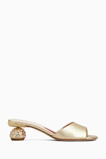 Crystal-embellished Mule Sandals in Metallic Nappa Leather
