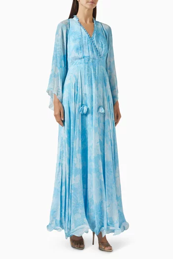 Printed Maxi Dress in Crepe