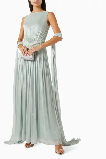 فستان سيجلاس مزين بتطريزات أورجانزا حرير