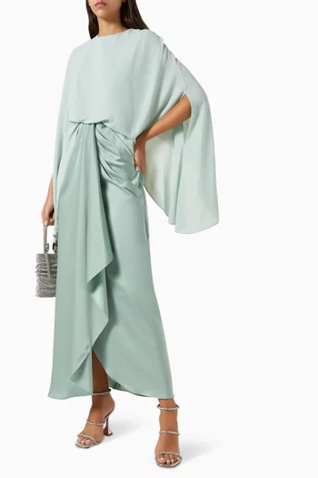 فستان مارين غير متماثل بكاب كريب شيفون