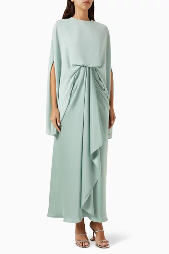 فستان مارين غير متماثل بكاب كريب شيفون