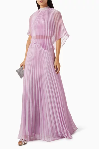 طقم بلوزة بكاب وتنورة دريزل ستان وشيفون