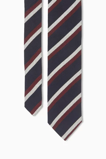 Striped Tie in Woven-silk