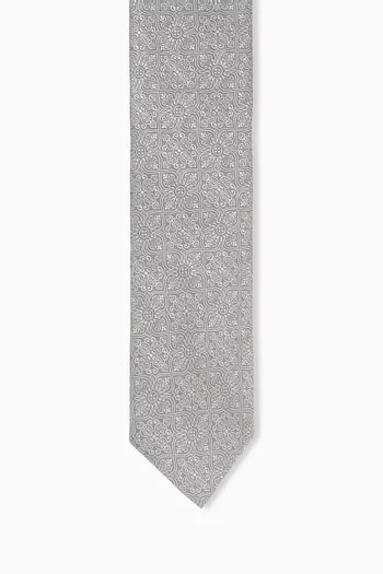 Medallion-print Tie in Woven Silk