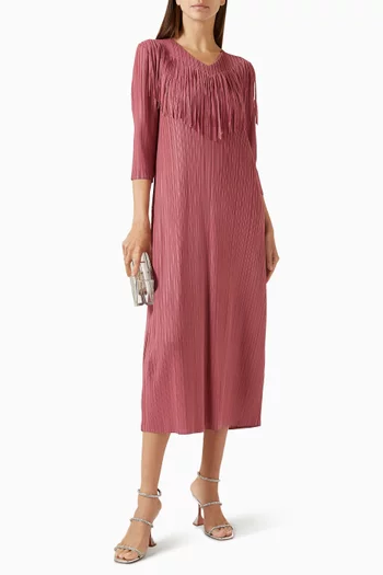Gabby Fringe Pleated Maxi Dress