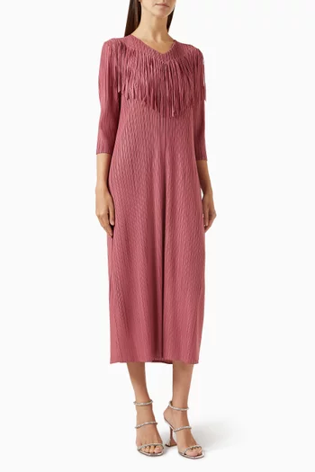 Gabby Fringe Pleated Maxi Dress