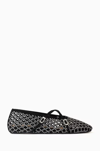 Ballet Flats in Crystal Mesh & Suede