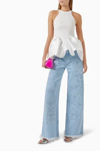 Corset-style Peplum Top in Heavy Satin