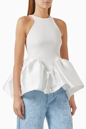 Corset-style Peplum Top in Heavy Satin