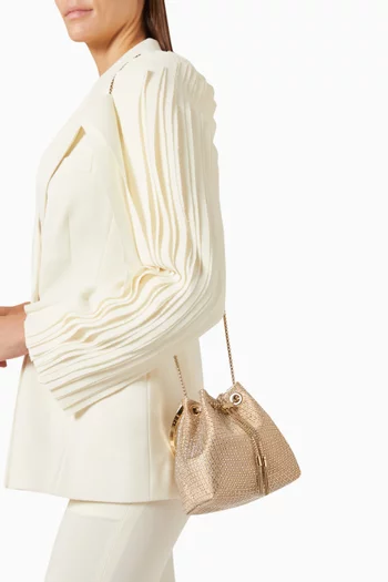 حقيبة بون بون بيد علوية قماش شبكي مرصع بكريستال