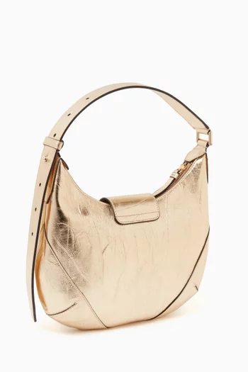 Bar Hobo Shoulder Bag in Metallic Leather