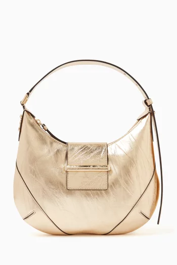 Bar Hobo Shoulder Bag in Metallic Leather