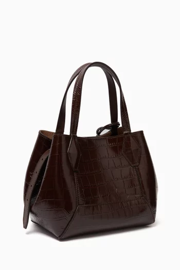 Diamond Tote Bag in Croc-embossed Leather