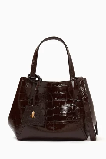 Diamond Tote Bag in Croc-embossed Leather