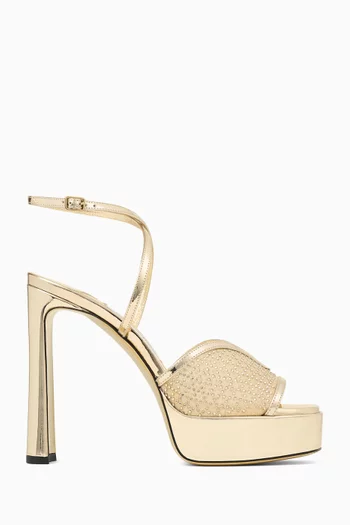 صندل كارلي بنعل سميك وكعب 125 مم جلد