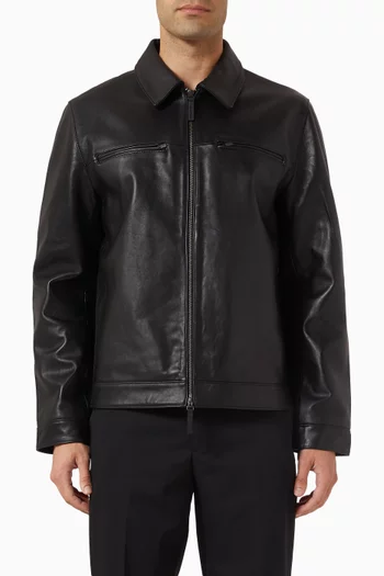 جاكيت بسحّاب جلد نابا