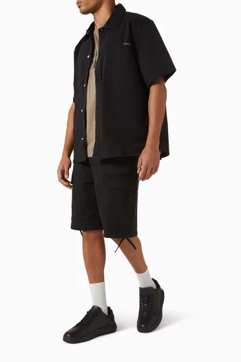 قميص عملي بقصة فضفاضة قطن