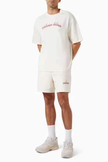 Chain Stitch Logo Shorts in Cotton Terry