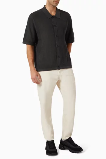 قميص بأزرار قطن شبكي