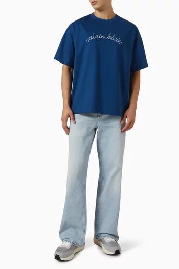 Chain Stitch Logo Relaxed T-shirt in Cotton