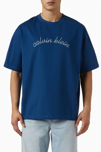 Chain Stitch Logo Relaxed T-shirt in Cotton