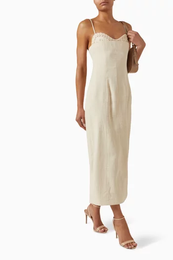 Elina Midi Dress in Cotton-linen