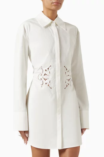 Portia Embroidered Mini Shirt Dress