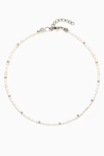 Mini Pearl Choker Necklace in Silver