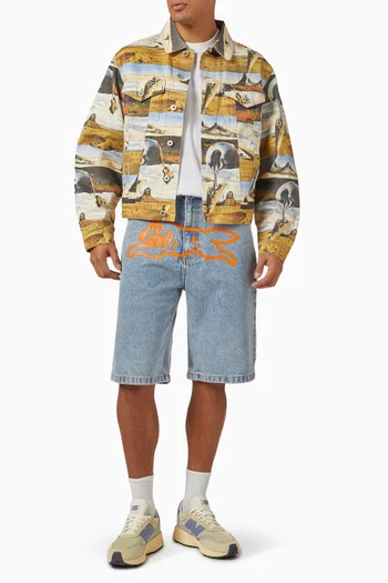 Running Dog Shorts in Cotton-denim
