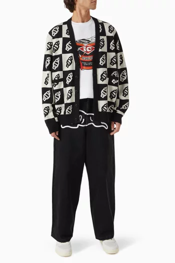 Checkerboard Cardigan in Cotton & Wool