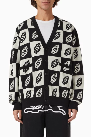 Checkerboard Cardigan in Cotton & Wool